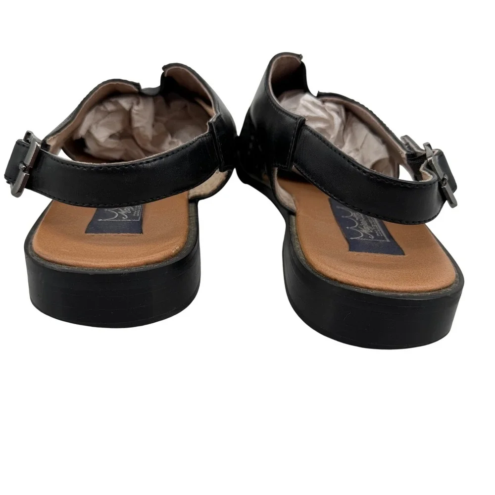 Majestic Collection Mens‎ Black Leather Slingback Sandals Square Toe Size 10